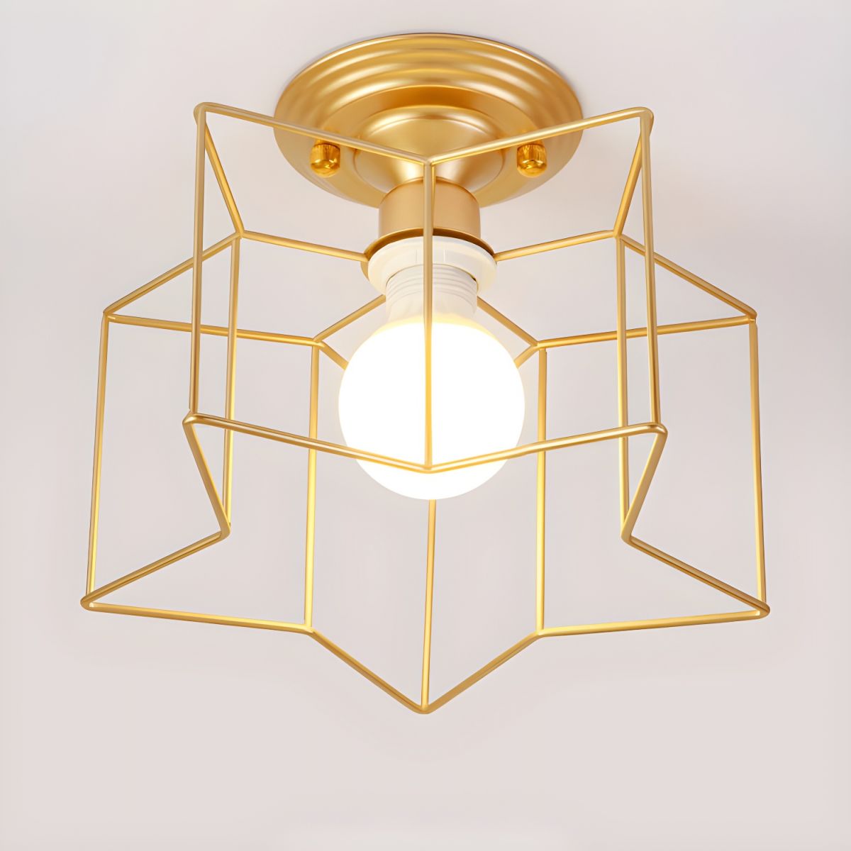 Star-shaped Modern Semi-Flush Mount Ceiling Light with Iron Shade for Residential Use