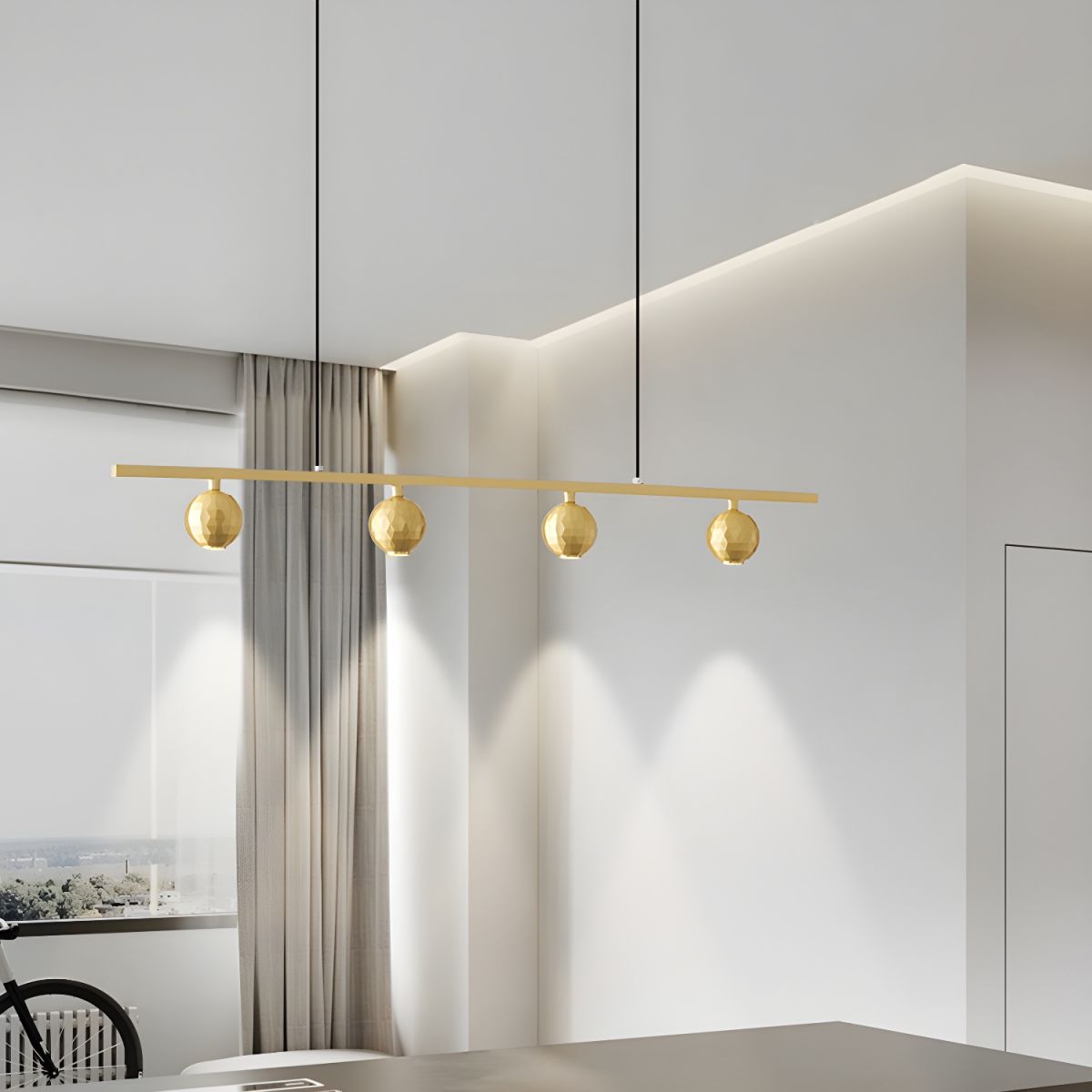 Modern LED Island Light with 4 Lights Globe Shape Adjustable Hanging Length