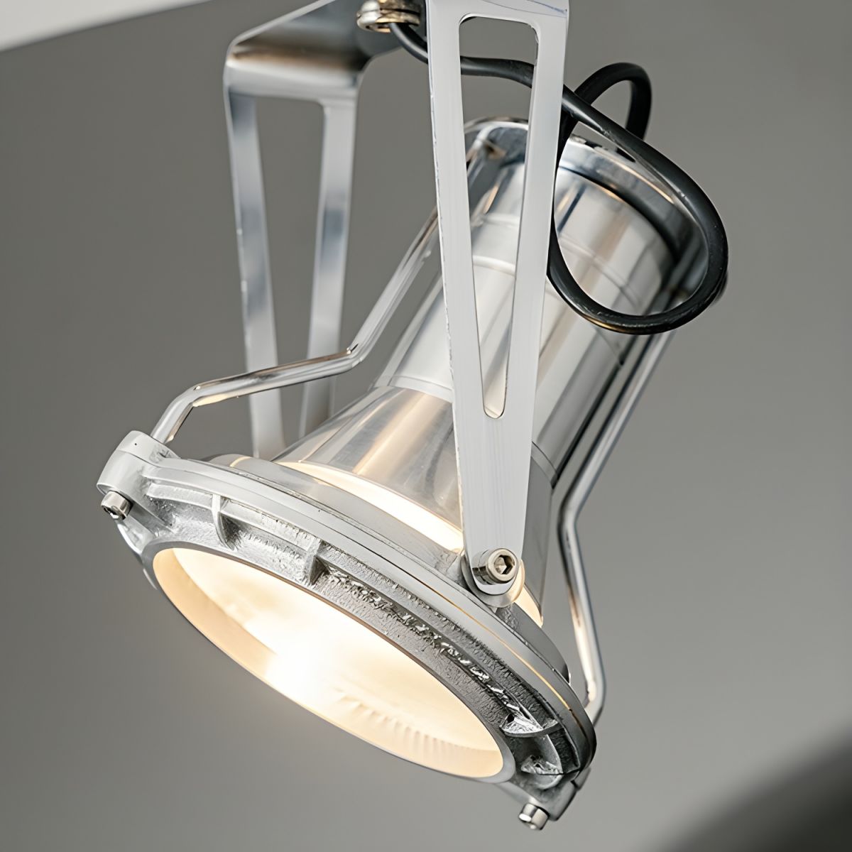 Silver Cone Shape Semi-Flush Mount LED Ceiling Light with Warm Ambient Lighting