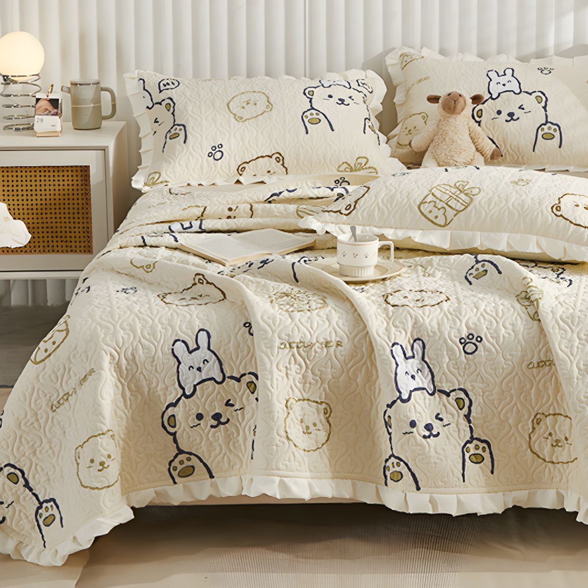 Sheet Sets Cotton Cartoon Printed Breathable Ultra Soft Wrinkle Resistant Bed Sheet Set