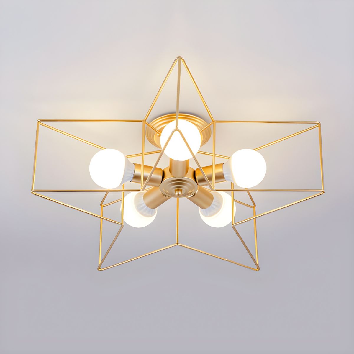 Star-shaped Modern Semi-Flush Mount Ceiling Light with Iron Shade for Residential Use