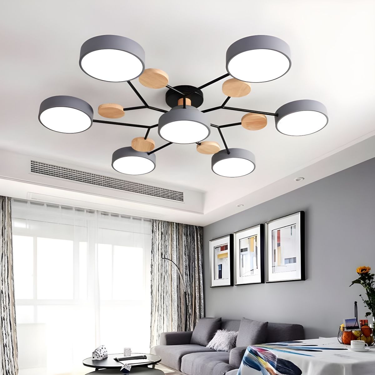 Macaron Molecular LED Ceiling Fixture Metal Living Room Semi Flush Mount Light