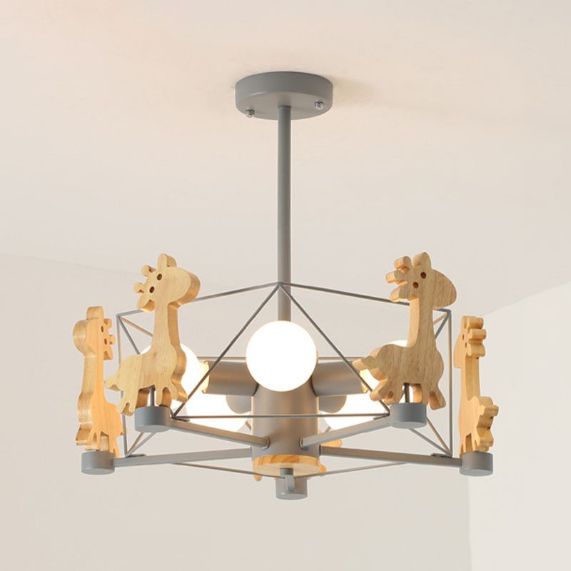 Colorful Simple Chandelier Macron 5-Light Hanging Light for Kid Room