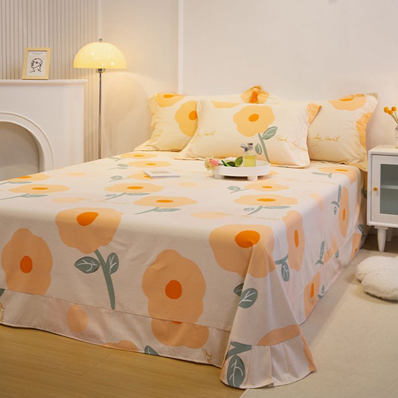 Sheet Set Cotton Floral Printed Breathable Ultra Soft Wrinkle Resistant Bed Sheet Set