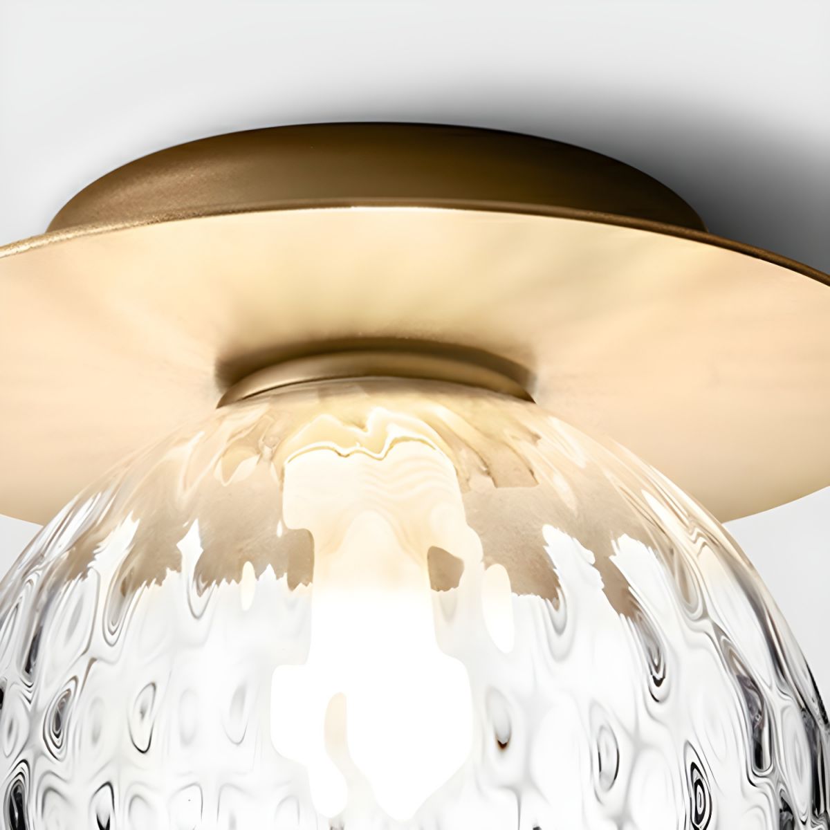 Modern Glass Globe Flush Mount Ceiling Light with Metal Frame - Stylish Downward Illumination