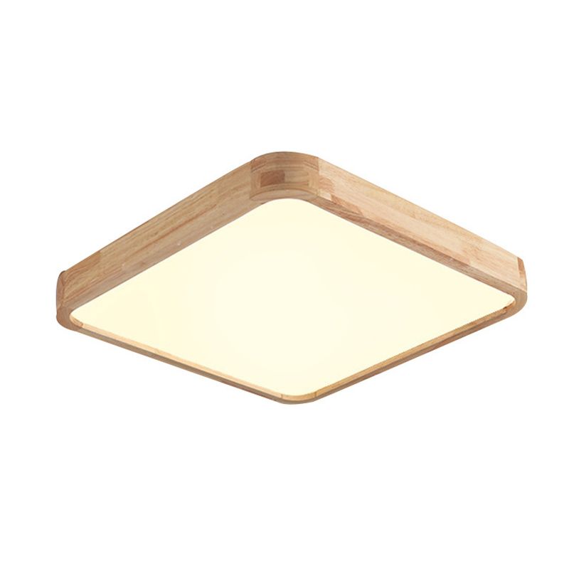 Contemporary LED Ceiling Light Geometric Wooden Flush Mount Light Fixture for Bedroom