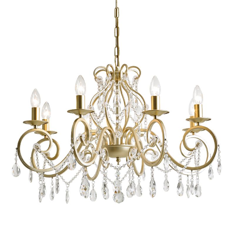 Crystal Metal Chandelier Lighting Fixtures Candlestick Chandelier in Gold for Living Room