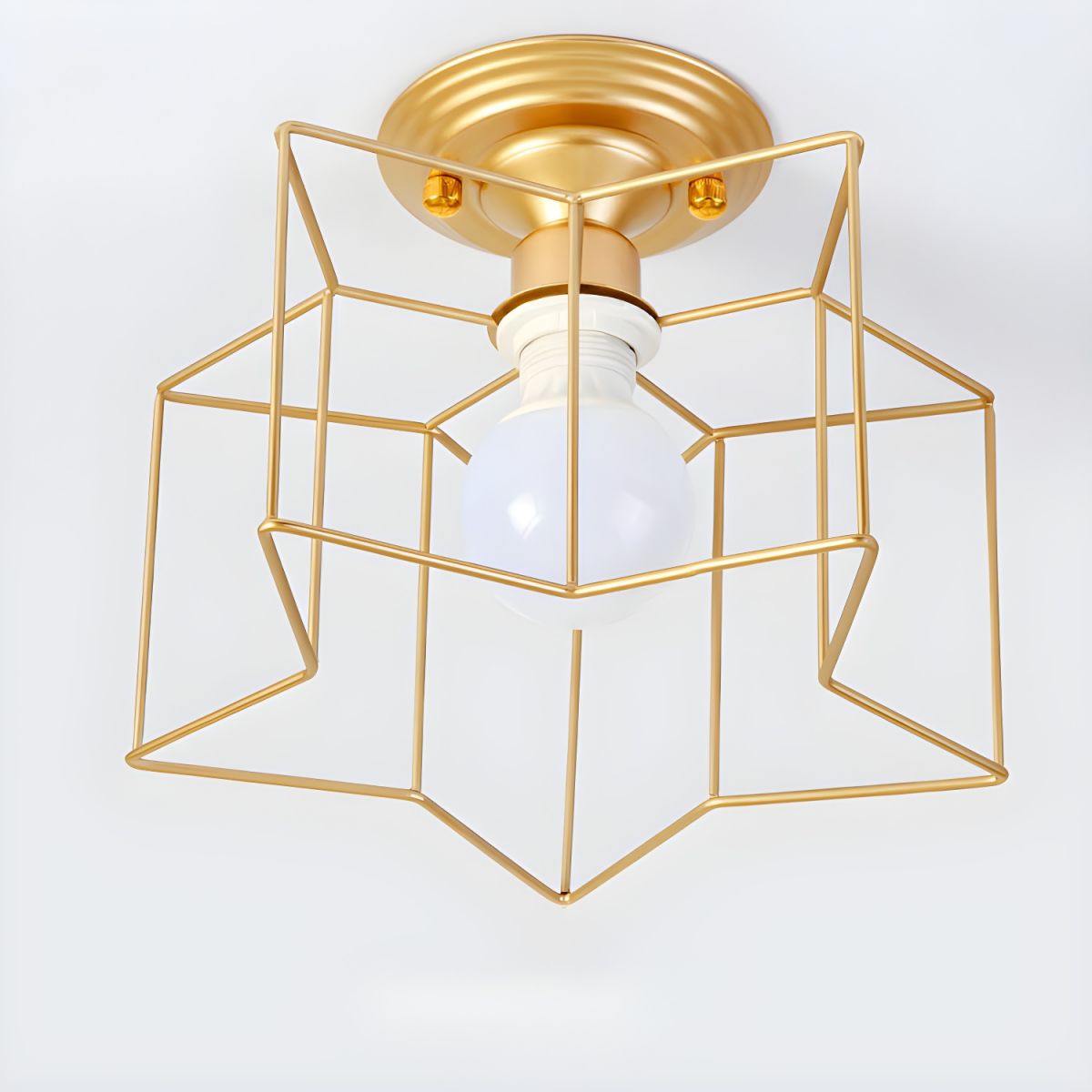 Star-shaped Modern Semi-Flush Mount Ceiling Light with Iron Shade for Residential Use