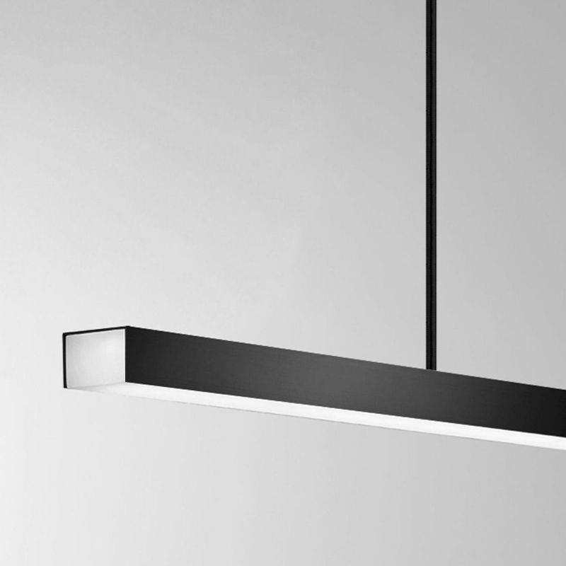 Contemporary Linear LED Hanging Pendant Lights in Black for Dining Room