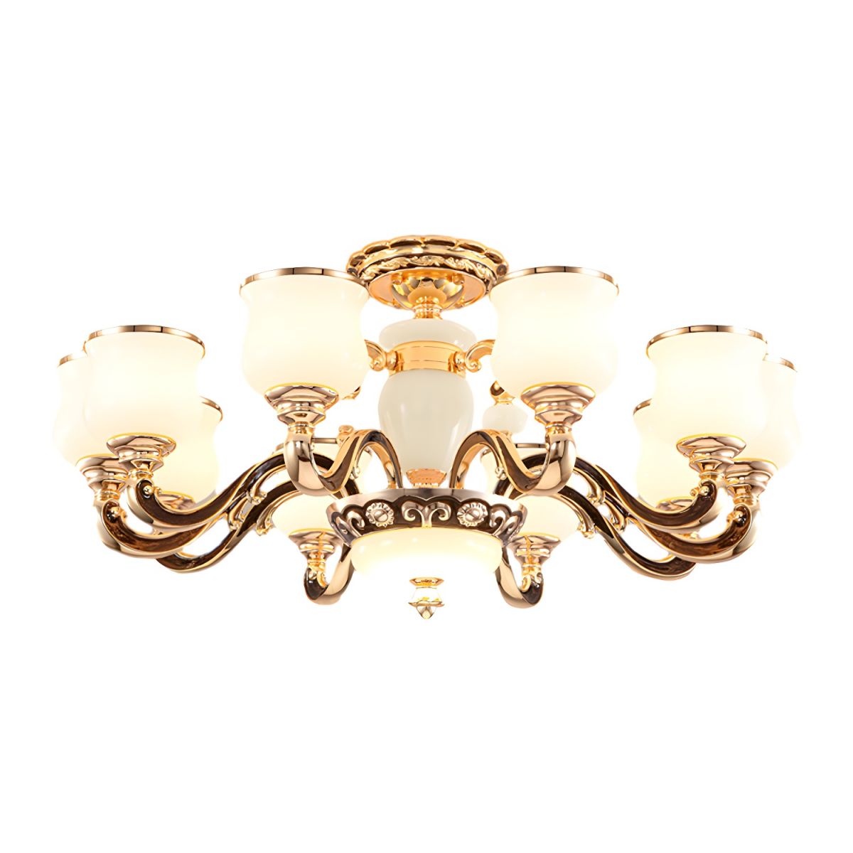 White Glass Cylinder Semi-Flush Mount Ceiling Light for Modern Home with Upward Shade Direction