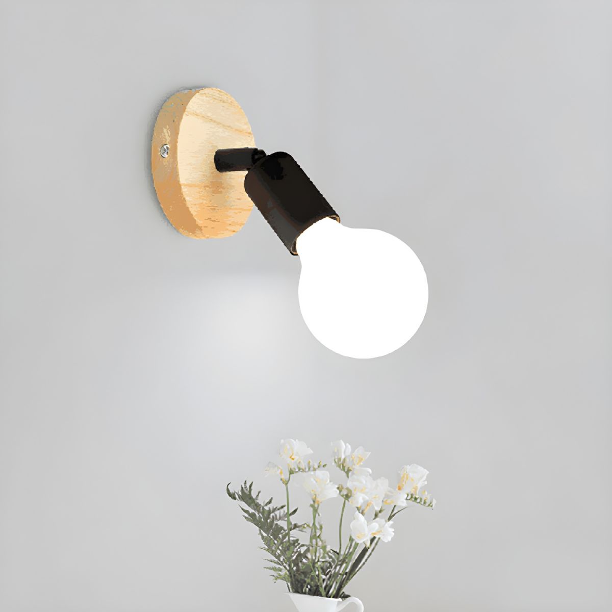Modern Simple Wooden Vanity Light Circle Shape 1-Light for Shower Room