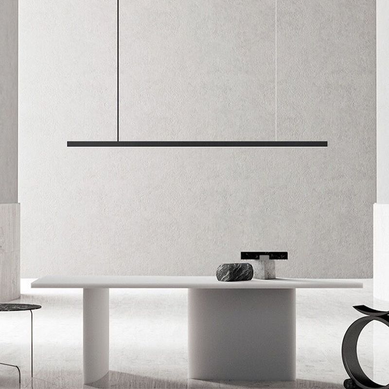 Contemporary Linear LED Hanging Pendant Lights in Black for Dining Room