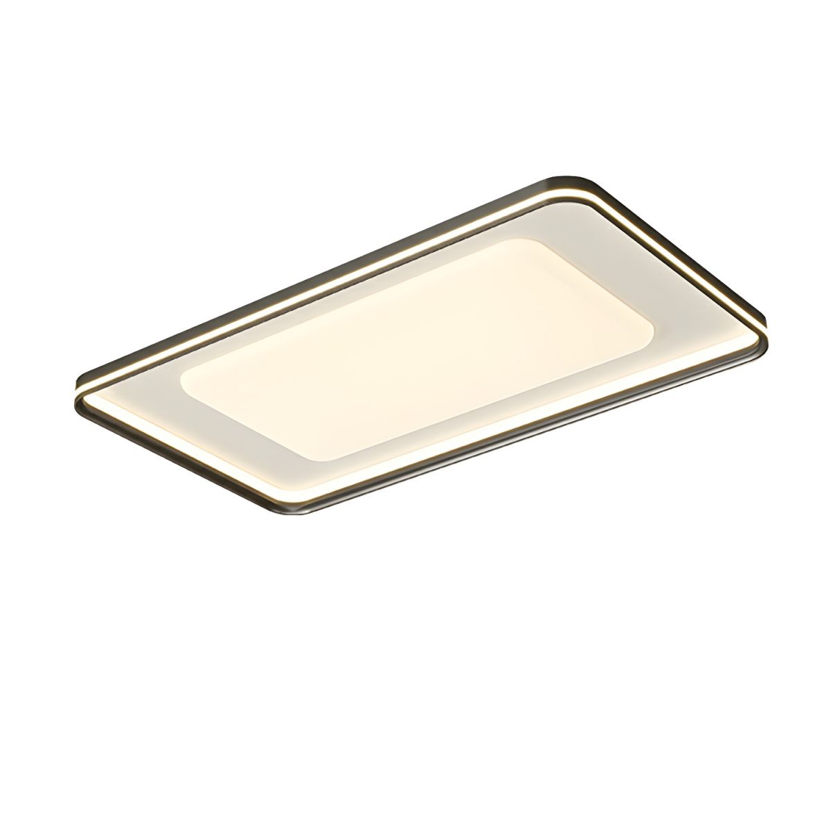 Modern Rectangle Flush Mount Ceiling Light Dual-Light Ambient Illumination with White Shade