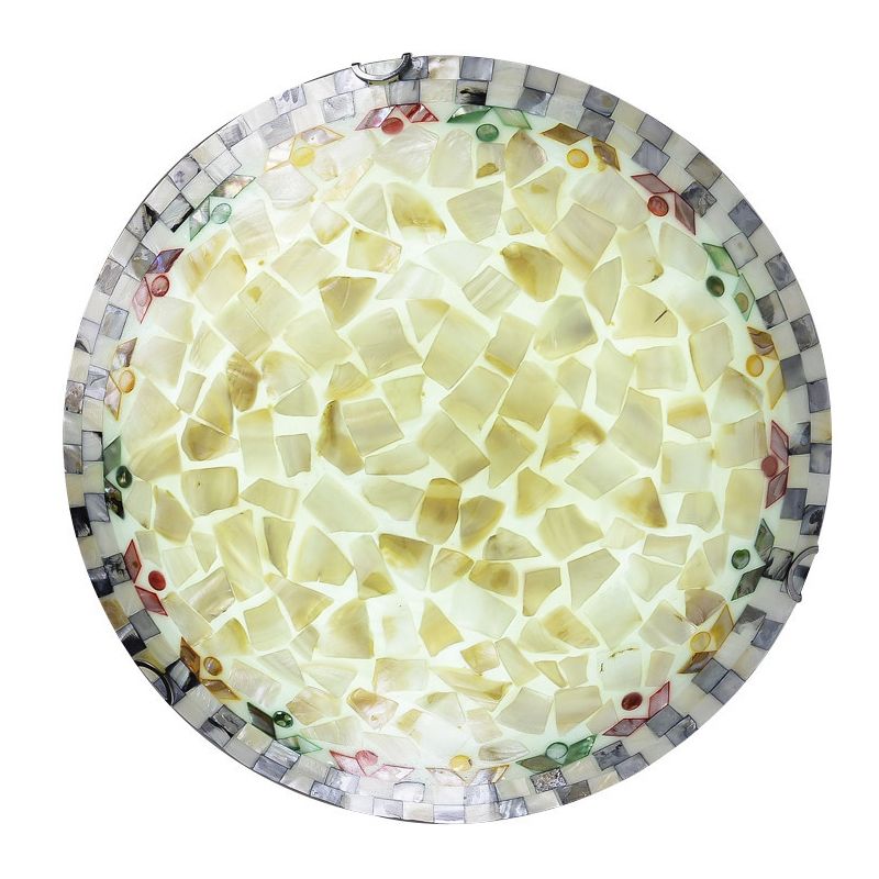 Beige Bowl Flush Mount Lamp Tiffany Mosaics Glass Flush Mount Ceiling Light for Bedroom
