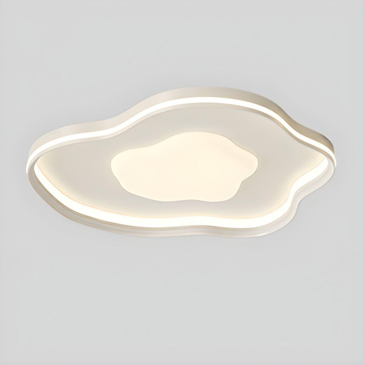 Modern Metal Flush Mount Ceiling Light with White Shade and LED Bulbs