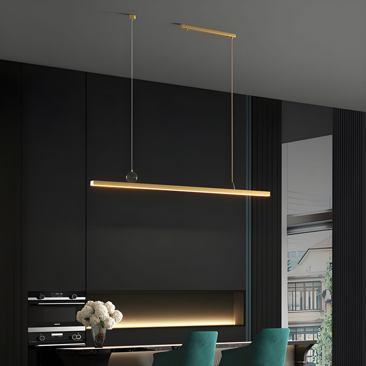Modern Island Pendant Light with Metal Shade and Adjustable Hanging Length