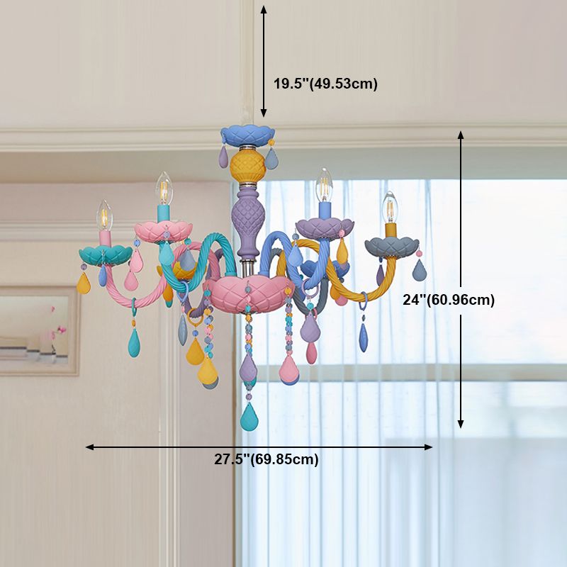 Nordic Style Macron Chandelier Multi Light Candle Pendant Lighting Fixture for Living Room