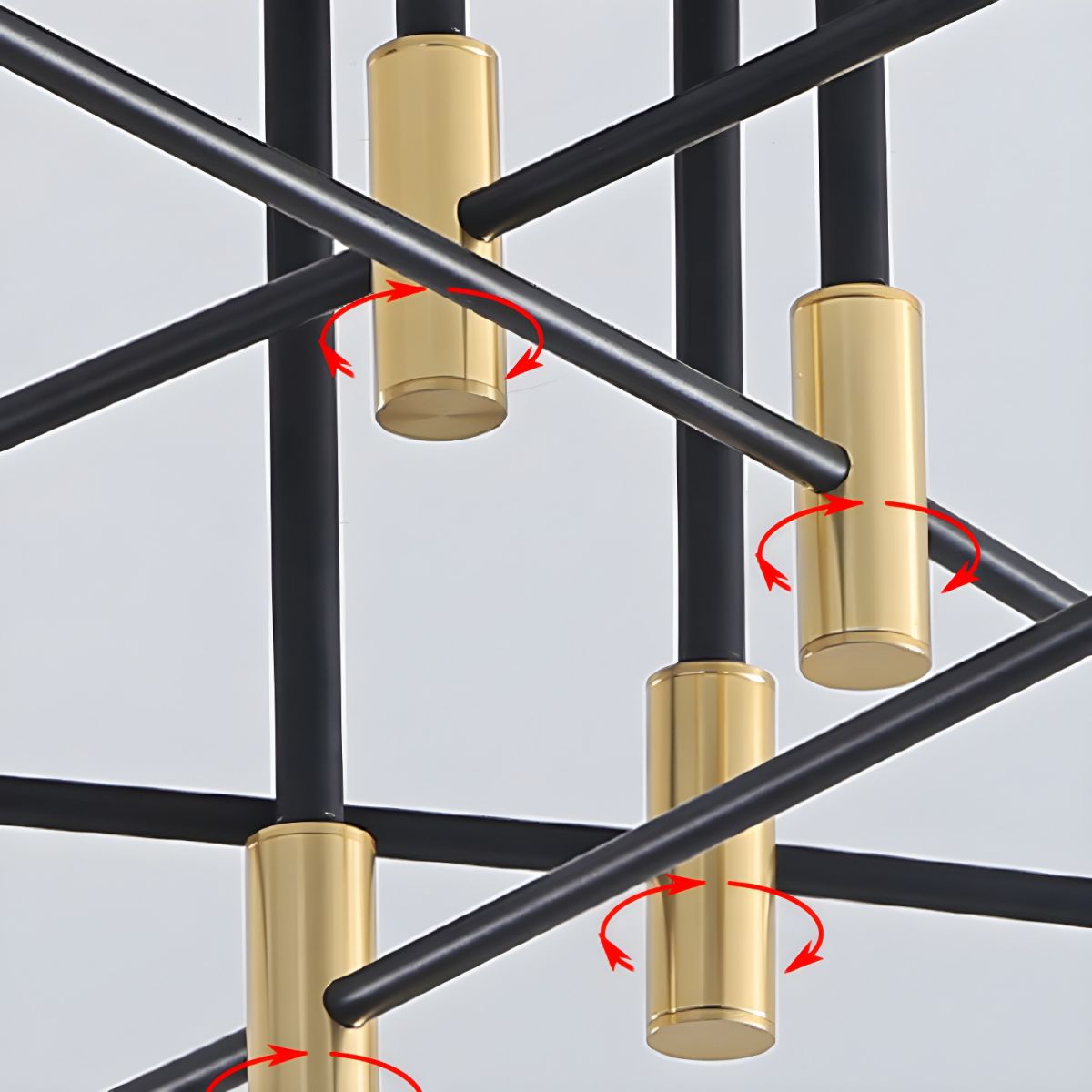 Black and Gold Semi Flush Mount in Industrial Creative Style Wrought Iron Radial Ceiling Light