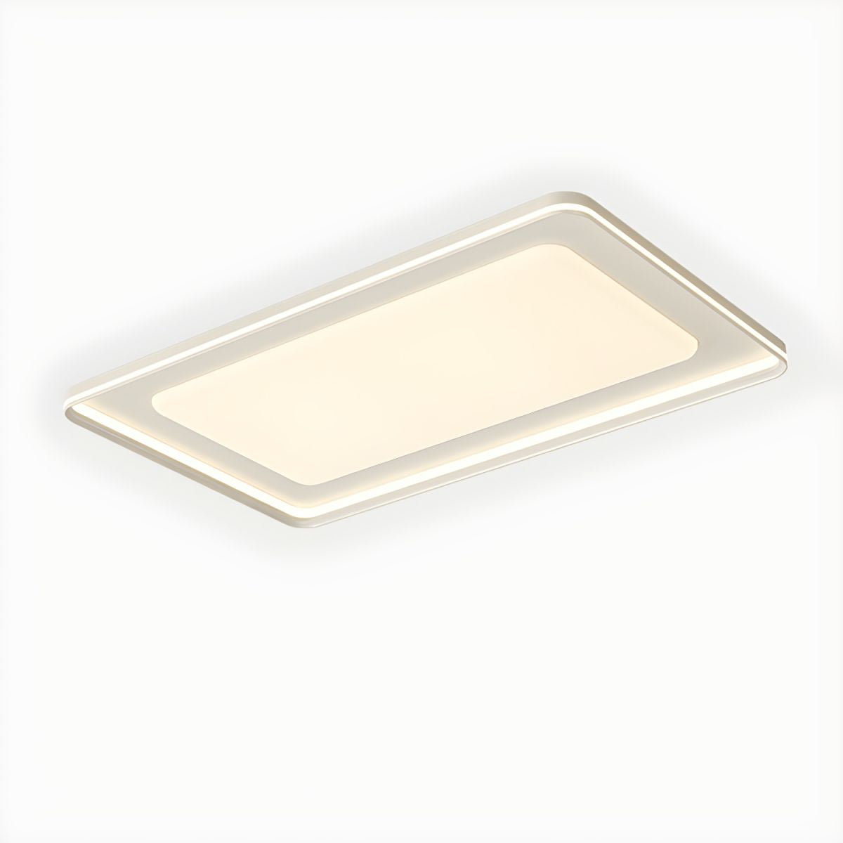 Modern Rectangle Flush Mount Ceiling Light Dual-Light Ambient Illumination with White Shade