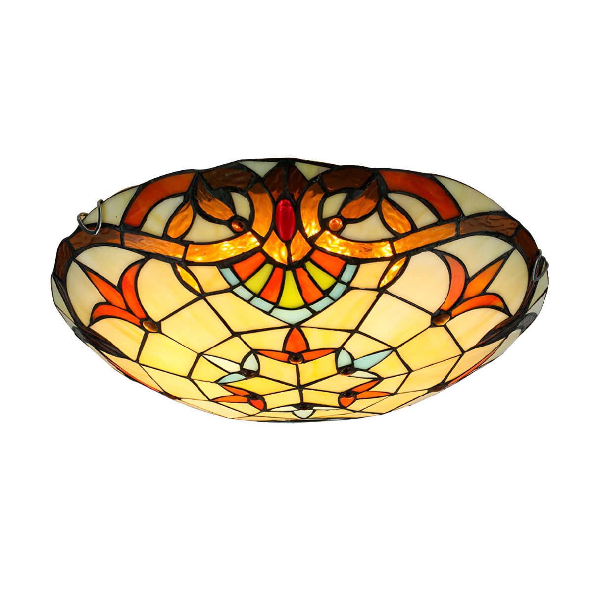 Beige Bowl Flush Light Classic Handcrafted Glass Ceiling Flush Light with Ribbon Pattern