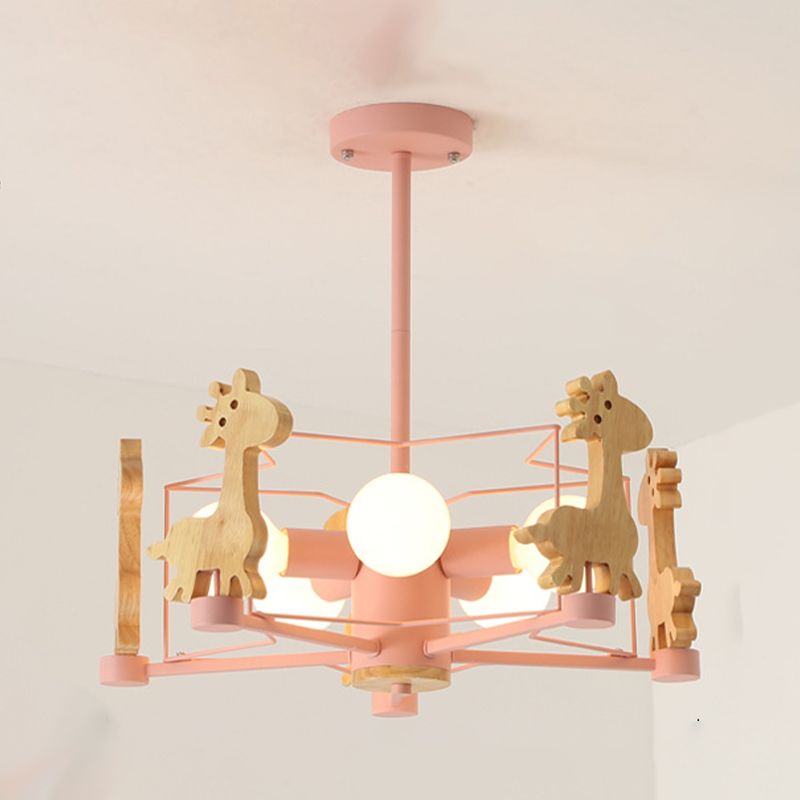 Colorful Simple Chandelier Macron 5-Light Hanging Light for Kid Room