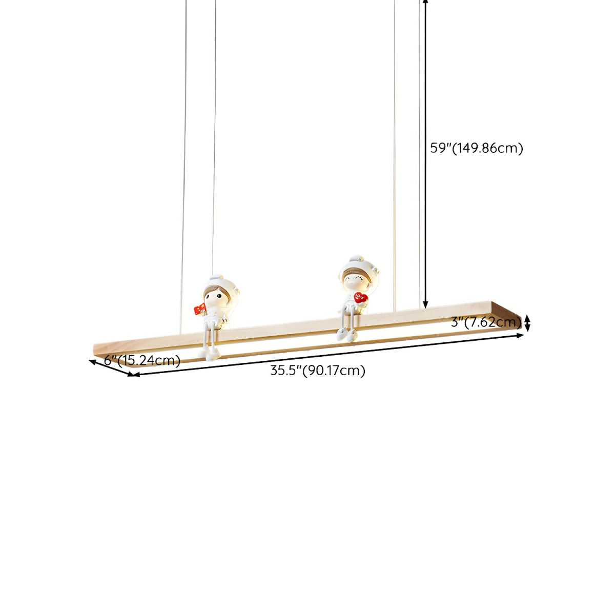 Modern LED Wood Island Light with Rectangle Resin Shade - 1 Light