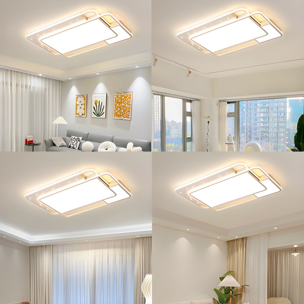 White Acrylic Flush Mount LED Bulbs Modern Ceiling Light with 4 Lights