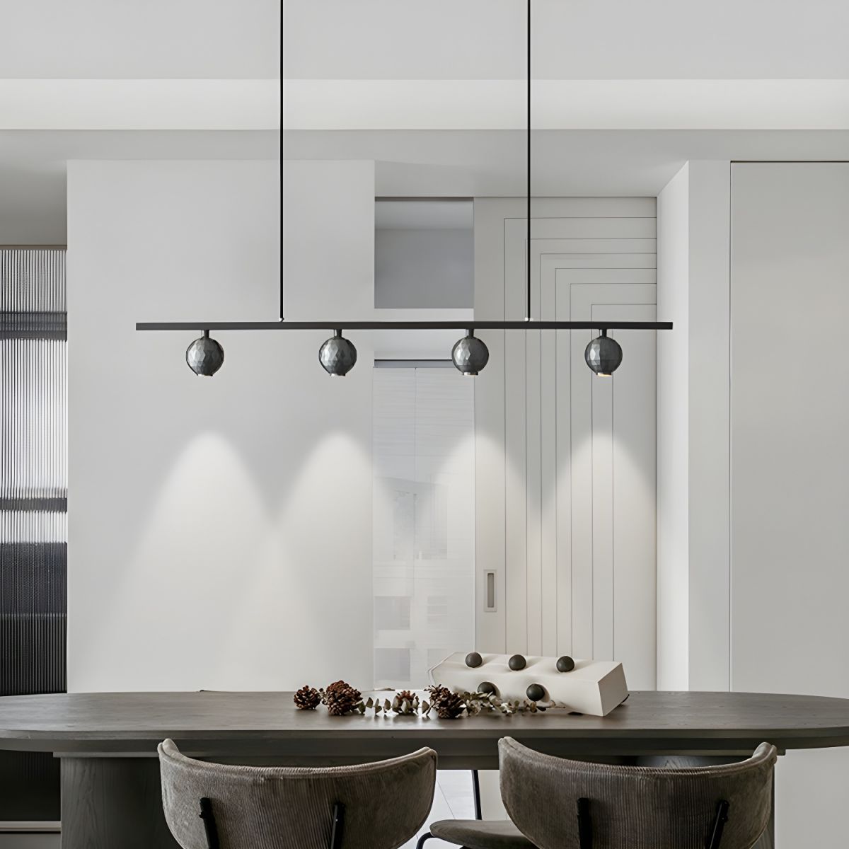 Modern LED Island Light with 4 Lights Globe Shape Adjustable Hanging Length