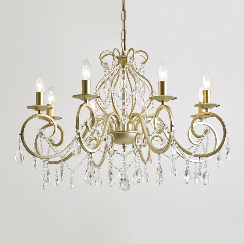 Crystal Metal Chandelier Lighting Fixtures Candlestick Chandelier in Gold for Living Room