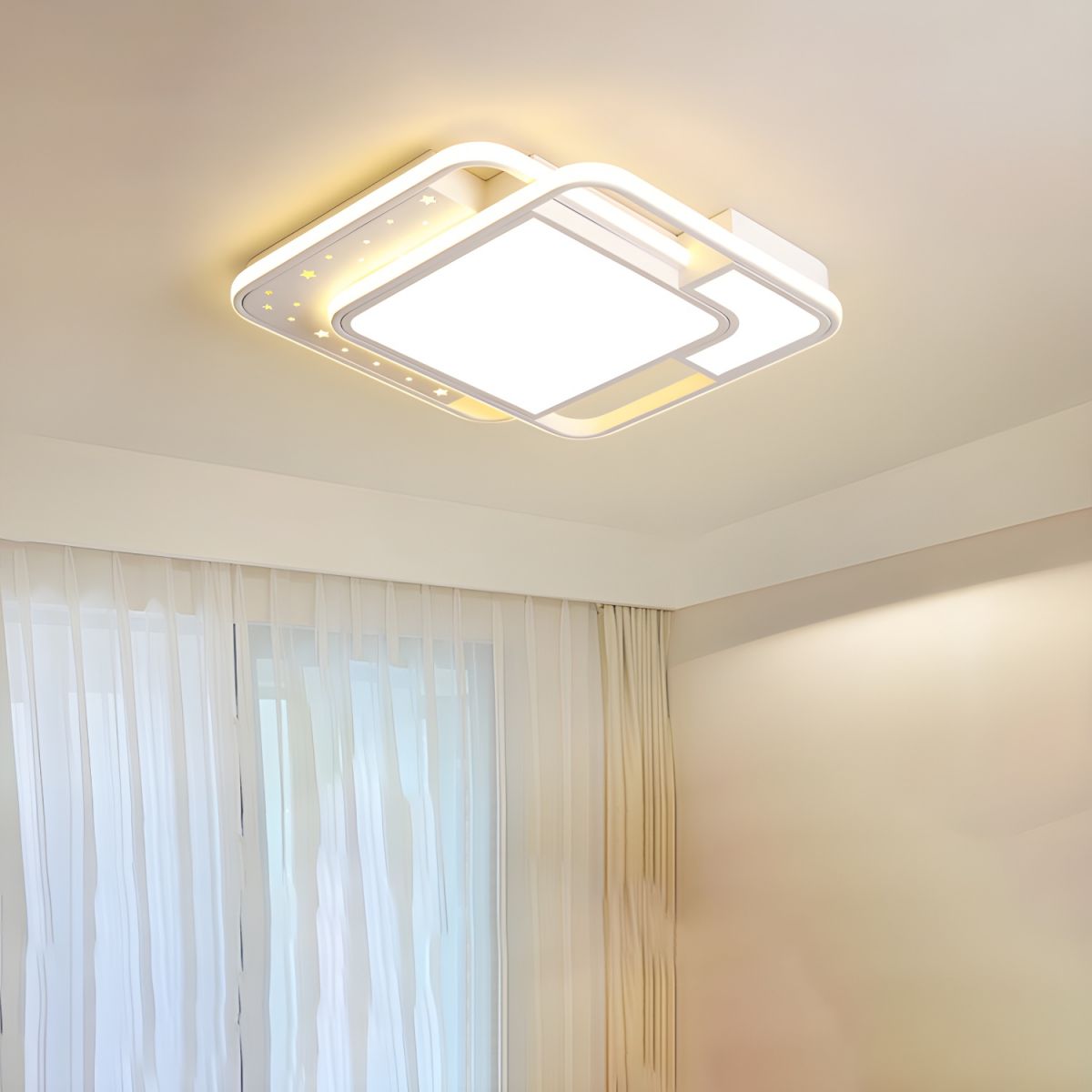 White Acrylic Flush Mount LED Bulbs Modern Ceiling Light with 4 Lights