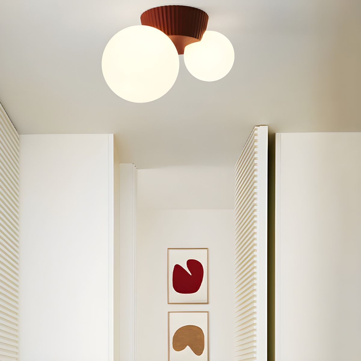 Contemporary Resin Flush Mount Ball Ceiling Light with White Globe Shade