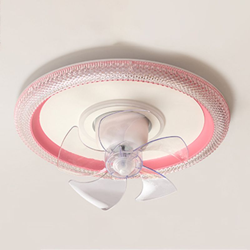 Metal Round Ceiling Fan Lights Modern Style 2 Lights Flush Mount Lamp