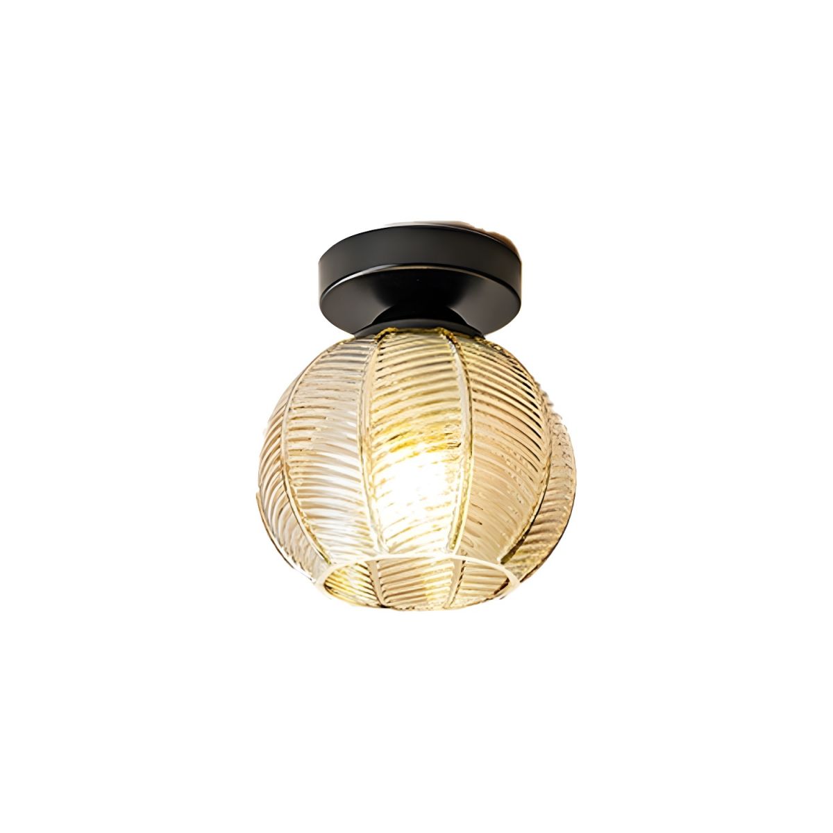 Modern Black Globe Flush Mount Ceiling Light with Glass Shade
