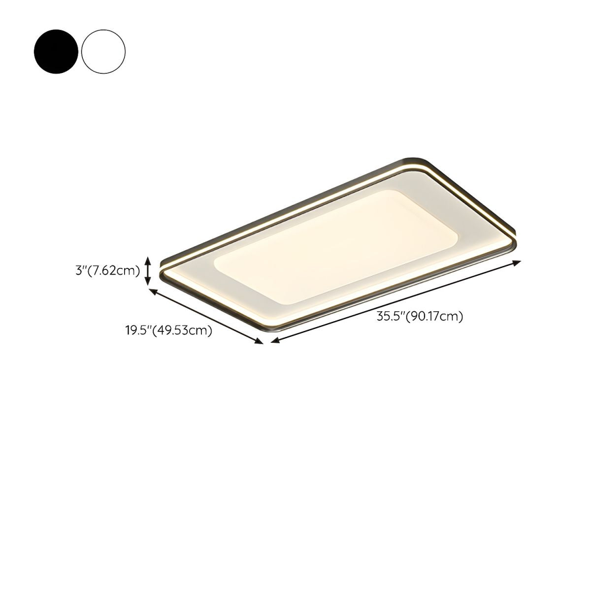 Modern Rectangle Flush Mount Ceiling Light Dual-Light Ambient Illumination with White Shade