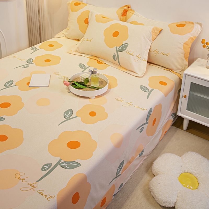 Sheet Set Cotton Floral Printed Breathable Ultra Soft Wrinkle Resistant Bed Sheet Set