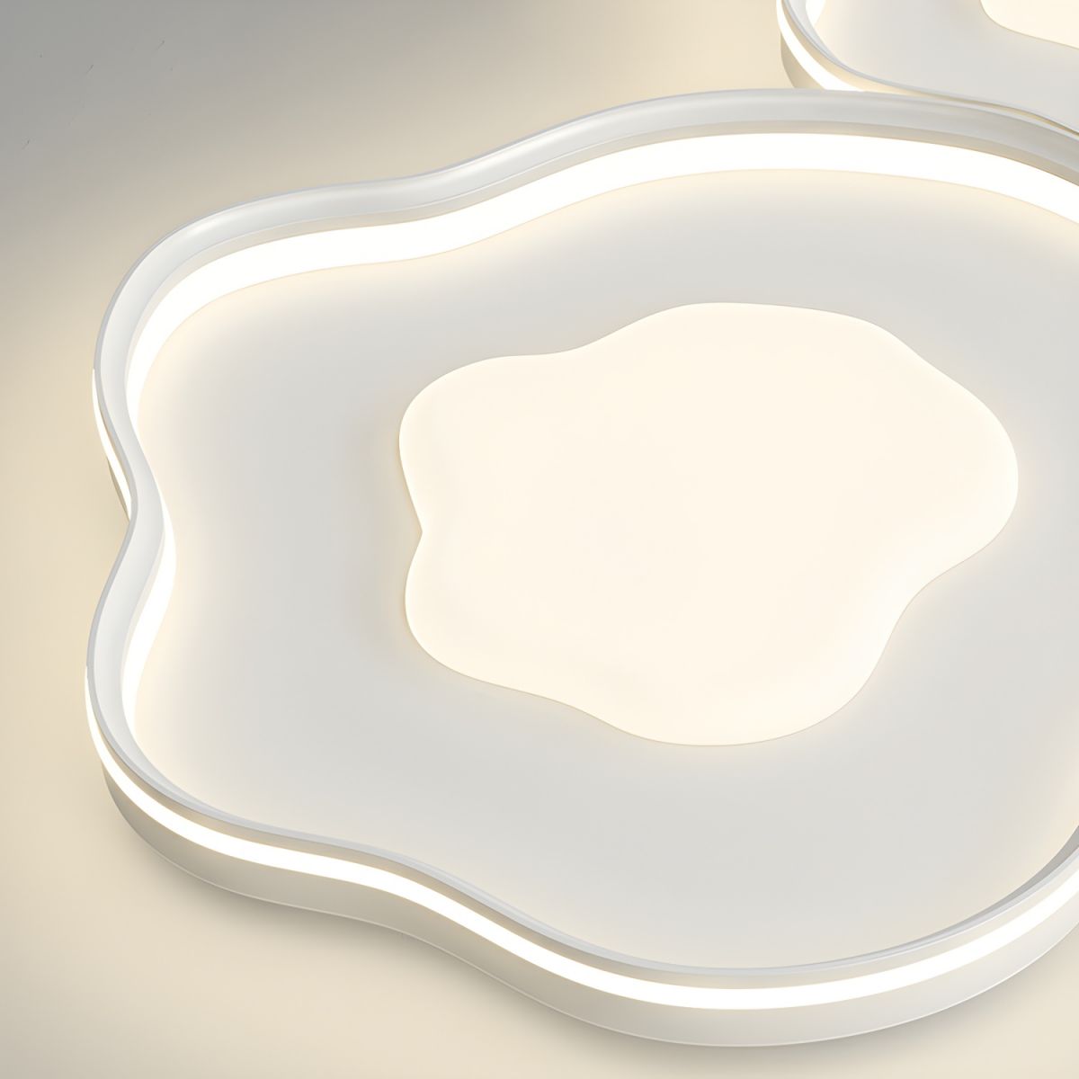 Modern Metal Flush Mount Ceiling Light with White Shade and LED Bulbs