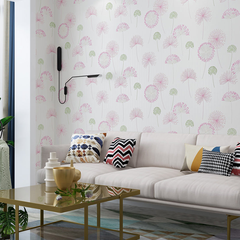 Peel and Stick Dandelion Wallpaper Pastel Color Rural Wall Art for Living Room, Removable Beige Clearhalo 'Wall Decor' 'Wallpaper' 1206033