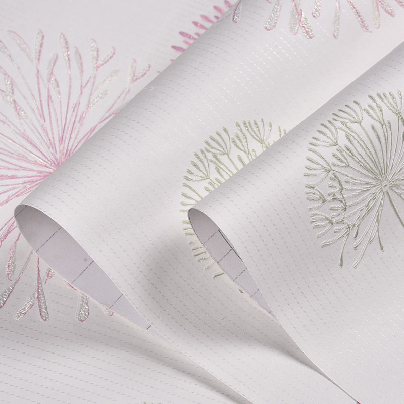 Peel and Stick Dandelion Wallpaper Pastel Color Rural Wall Art for Living Room, Removable Clearhalo 'Wall Decor' 'Wallpaper' 1206034