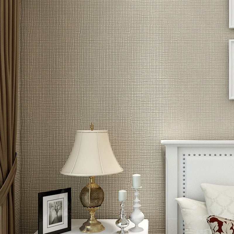 Minimalist Grid Solid Wallpaper Roll Soft Color Stain Resistant Wall Art for Bedroom Cream Gray Clearhalo 'Modern wall decor' 'Modern' 'Wallpaper' Wall Decor' 1206381