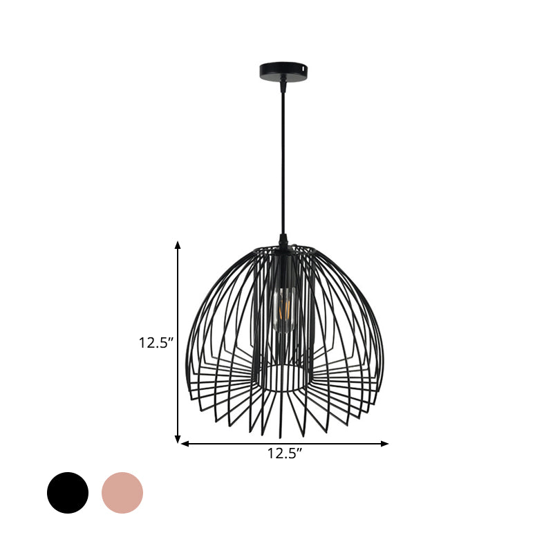 Industrial Wire Frame Ceiling Pendant Light 1 Bulb Metallic Hanging Light with Dome Shade in Black/Copper for Living Room Clearhalo 'Art Deco Pendants' 'Black' 'Cast Iron' 'Ceiling Lights' 'Ceramic' 'Crystal' 'Industrial Pendants' 'Industrial' 'Metal' 'Middle Century Pendants' 'Pendant Lights' 'Pendants' 'Rustic Pendants' 'Tiffany' Lighting' 1207397