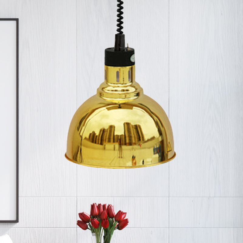 Retro Stylish Dome Suspension Light Extendable 1 Head Metal Pendant Lighting in Bronze/Copper for Indoor Gold Clearhalo 'Art Deco Pendants' 'Cast Iron' 'Ceiling Lights' 'Ceramic' 'Crystal' 'Industrial Pendants' 'Industrial' 'Metal' 'Middle Century Pendants' 'Pendant Lights' 'Pendants' 'Tiffany' Lighting' 1207474