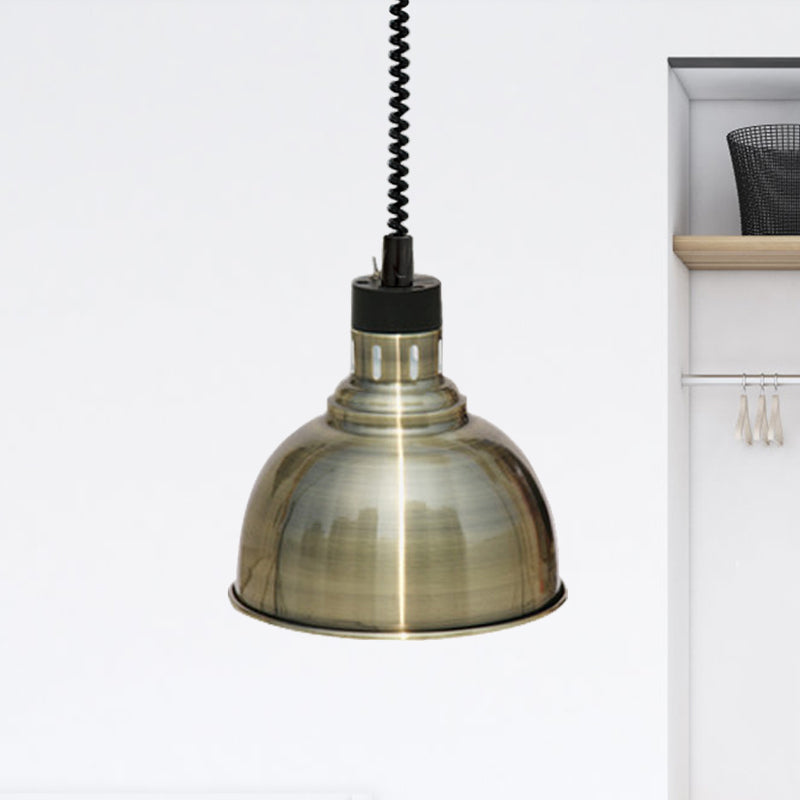 Retro Stylish Dome Suspension Light Extendable 1 Head Metal Pendant Lighting in Bronze/Copper for Indoor Bronze Clearhalo 'Art Deco Pendants' 'Cast Iron' 'Ceiling Lights' 'Ceramic' 'Crystal' 'Industrial Pendants' 'Industrial' 'Metal' 'Middle Century Pendants' 'Pendant Lights' 'Pendants' 'Tiffany' Lighting' 1207478
