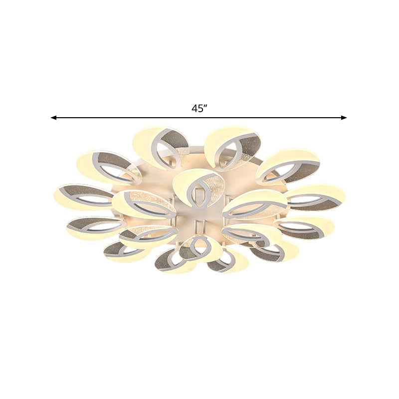 Simple 3/5/9 Lights Flush Mount Light with Acrylic Shade White Fan Ceiling Light Fixture in Warm/White/Natural Light Clearhalo 'Ceiling Lights' 'Close To Ceiling Lights' 'Close to ceiling' 'Semi-flushmount' Lighting' 1207846