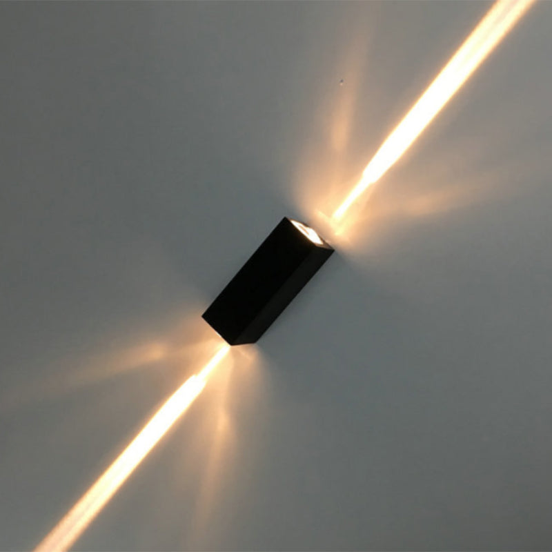 Metallic Rectangular Wall Sconce Light Simple Style 2 Lights Black Finish Wall Lamp in Warm/White Lighting for Hotel Clearhalo 'Cast Iron' 'Glass' 'Industrial' 'Modern wall lights' 'Modern' 'Tiffany' 'Traditional wall lights' 'Wall Lamps & Sconces' 'Wall Lights' Lighting' 1207987