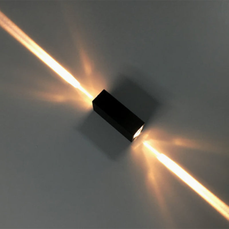 Metallic Rectangular Wall Sconce Light Simple Style 2 Lights Black Finish Wall Lamp in Warm/White Lighting for Hotel Clearhalo 'Cast Iron' 'Glass' 'Industrial' 'Modern wall lights' 'Modern' 'Tiffany' 'Traditional wall lights' 'Wall Lamps & Sconces' 'Wall Lights' Lighting' 1207988