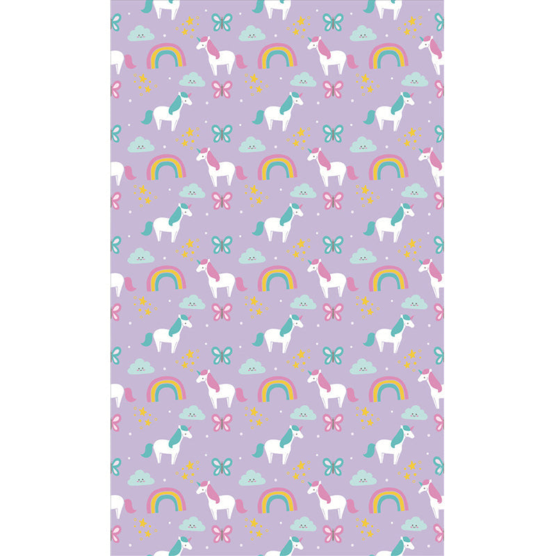 Cartoon Pony Printed Wallpaper Murals Purple-Green Stain Resistant Wall Art for Home Clearhalo 'Wall Decor' 'Wall Mural' 1209667