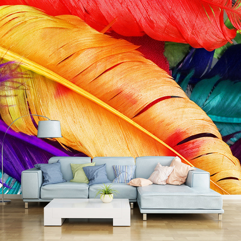 Illustration Feather Murals Extra Large Wall Covering for Home, Personalised Size Clearhalo 'Wall Decor' 'Wall Mural' 1211451