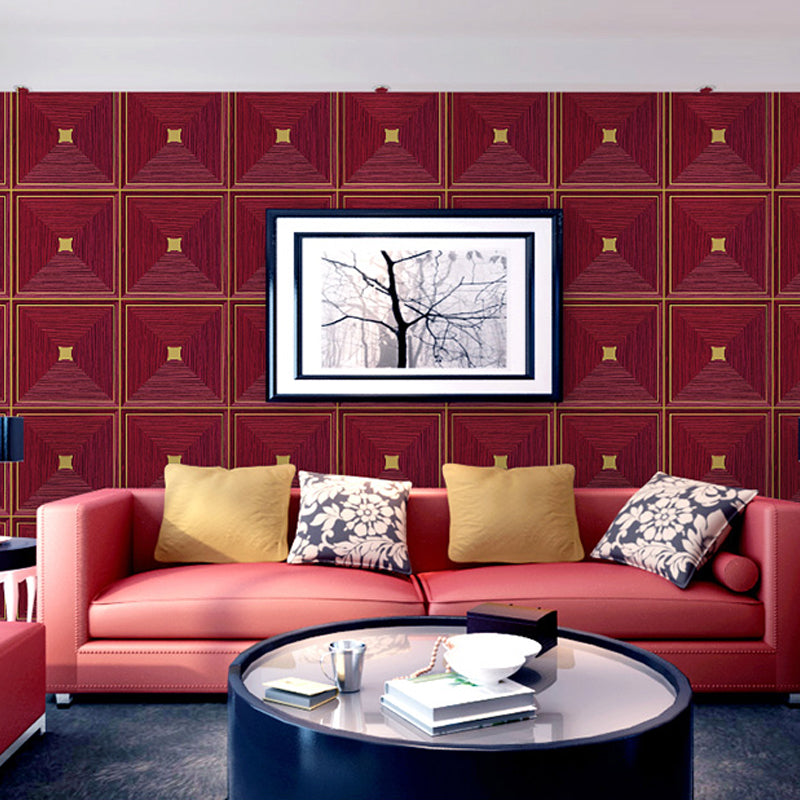 Novelty Geometric Pyramid Wallpaper Dark Color Moisture Resistant Wall Art for Dining Room Red Clearhalo 'Wall Decor' 'Wallpaper' 1212230