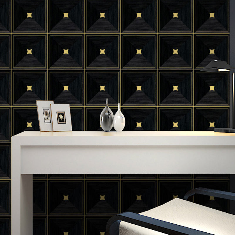 Novelty Geometric Pyramid Wallpaper Dark Color Moisture Resistant Wall Art for Dining Room Black Clearhalo 'Wall Decor' 'Wallpaper' 1212233