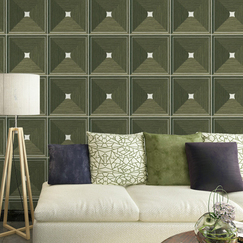 Novelty Geometric Pyramid Wallpaper Dark Color Moisture Resistant Wall Art for Dining Room Green Clearhalo 'Wall Decor' 'Wallpaper' 1212236